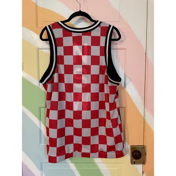Nike NSW Reversible Tank Top Large Black Swoosh Red Check Mesh Jersey - Picture 4 of 10